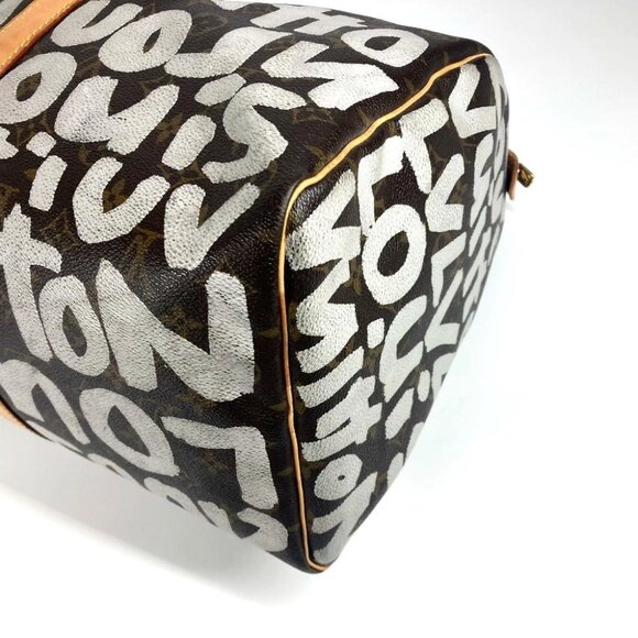 LOUIS VUITTON M92197 Monogram Graffiti Keepall50 Duffle Travel Bag Brown/White - Picture 13 of 13